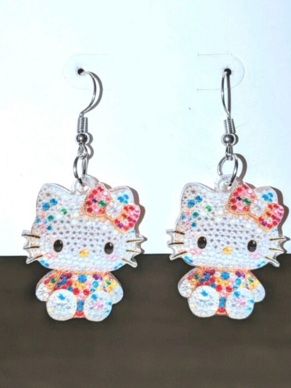 Hello Kitty Sparkle Dangle Earrings - Multicolor For Kids and Adults - Picture 5 of 7